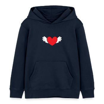 Valentines Red Heart, Valentine's Day - Kids Organic Hoodie by Stanley/Stella - navy - Front - AI Model Kid Male (0cm)