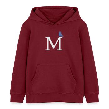 letter M - Kids Organic Hoodie by Stanley/Stella - burgundy - Front - AI Model Kid Female (0cm)