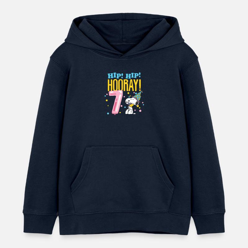 Peanuts 7 anni compleanno design con detto - Felpa con cappuccio bambino bio di Stanley/Stella - navy