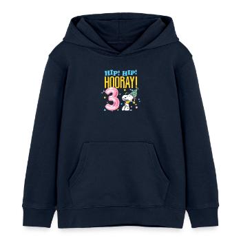 Peanuts 3 Years Birthday Design With Quote - Kids Organic Hoodie by Stanley/Stella - navy - Front - AI Model Kid Male (0cm)