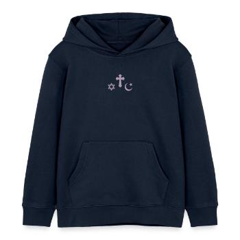 Religion Judaïsme Islam Christianisme - Sweat à capuche enfant bio Stanley/Stella - bleu marine - Devant - AI Model Kid Male (0cm)