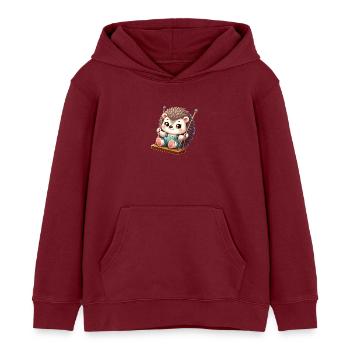 Hérisson mignon sur l’aire de jeux de dessin animé de balançoire - Sweat à capuche enfant bio Stanley/Stella - bordeaux - Devant - AI Model Kid Female (0cm)