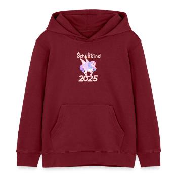 Schulkind 2025 – Süßes Einhorn für ABC-Schützen - Kinder Organic Hoodie Mini Cruiser von Stanley/Stella - Burgunderrot - Vorne - AI Model Kid Female (0cm)