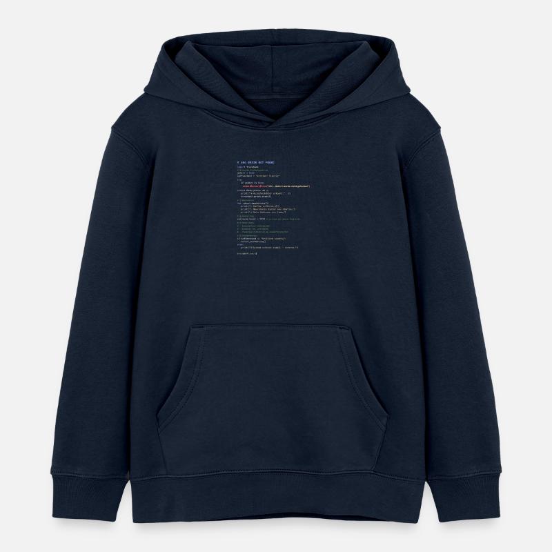 404 Brain Not Found Python Code - Kids Organic Hoodie by Stanley/Stella - navy