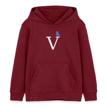 letter V - Kids Organic Hoodie by Stanley/Stella - burgundy - Front - AI Model Kid Female (0cm)