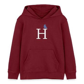 letter H - Kids Organic Hoodie by Stanley/Stella - burgundy - Front - AI Model Kid Female (0cm)