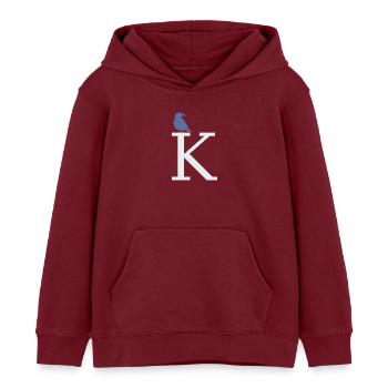 letter K - Kids Organic Hoodie by Stanley/Stella - burgundy - Front - AI Model Kid Female (0cm)