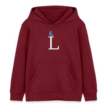 letter L - Kids Organic Hoodie by Stanley/Stella - burgundy - Front - AI Model Kid Female (0cm)