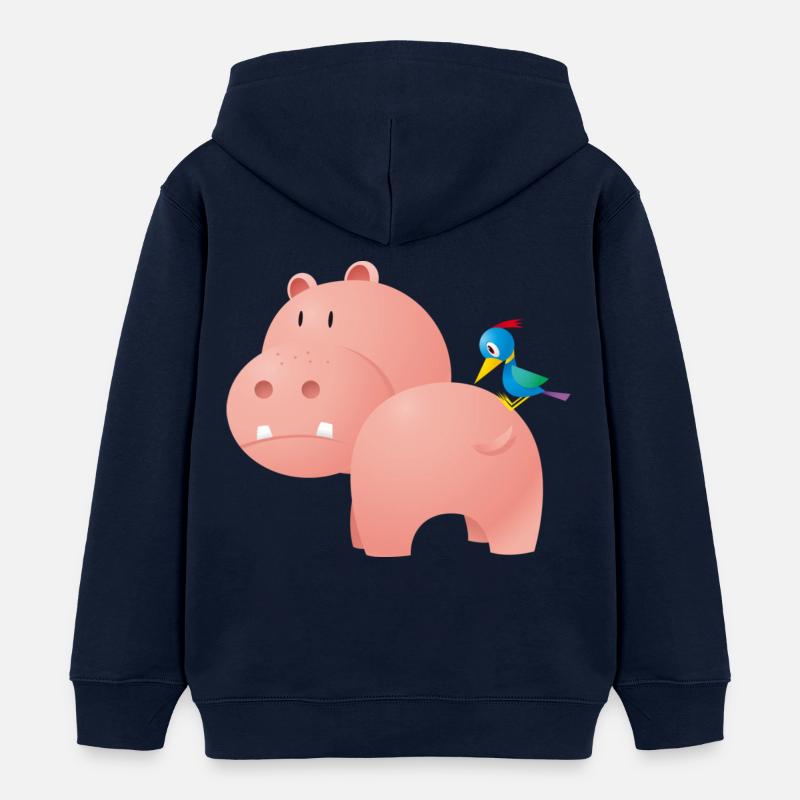 Nilpferd mit Vogel - Kinder Organic Hoodie Mini Cruiser von Stanley/Stella - Navy