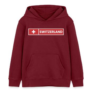 Switzerland National Flag - Kids Organic Hoodie by Stanley/Stella - burgundy - Front - AI Model Kid Female (0cm)