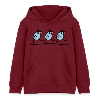3 laufende Vögel - V3 - Kinder Organic Hoodie Mini Cruiser von Stanley/Stella - Burgunderrot - Vorne - AI Model Kid Female (0cm)