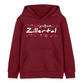 Zillertal Ortschaft - Kinder Organic Hoodie Mini Cruiser von Stanley/Stella - Burgunderrot - Vorne - AI Model Kid Female (0cm)