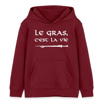 Fat is life - Kids Organic Hoodie by Stanley/Stella - burgundy - Front - AI Model Kid Female (0cm)