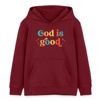 God is good! Christliche Geschenke & Klamotten - Kinder Organic Hoodie Mini Cruiser von Stanley/Stella - Burgunderrot - Vorne - AI Model Kid Female (0cm)