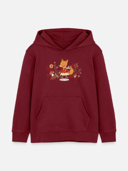 Fuchs auf Beerensuche - Kinder Organic Hoodie Mini Cruiser von Stanley/Stella - Burgunderrot