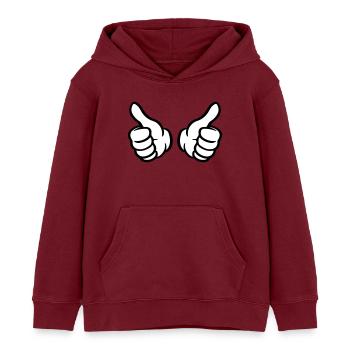 Thumbs Up Hand Like - Kids Organic Hoodie by Stanley/Stella - burgundy - Front - AI Model Kid Female (0cm)