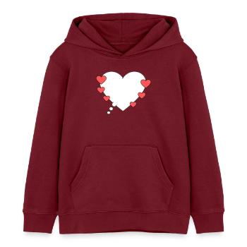 Bulle de pensée avec des cœurs - Sweat à capuche enfant bio Stanley/Stella - bordeaux - Devant - AI Model Kid Female (0cm)