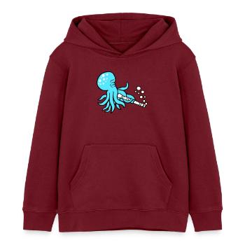 Octopus Flûte Musique Jouer Des Bulles Sous L’eau - Sweat à capuche enfant bio Stanley/Stella - bordeaux - Devant - AI Model Kid Female (0cm)