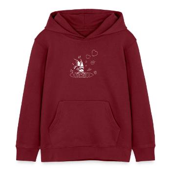 Poisson rouge Kingyo (blanc) - Sweat à capuche enfant bio Stanley/Stella - bordeaux - Devant - AI Model Kid Female (0cm)