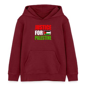 Justice for palestine - Sweat à capuche enfant bio Stanley/Stella - bordeaux - Devant - AI Model Kid Female (0cm)
