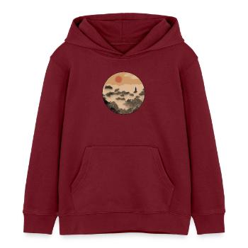 paysage asiatique - Sweat à capuche enfant bio Stanley/Stella - bordeaux - Devant - AI Model Kid Female (0cm)