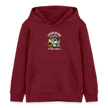 Dauphin pirate prédateur des vagues - Sweat à capuche enfant bio Stanley/Stella - bordeaux - Devant - AI Model Kid Female (0cm)
