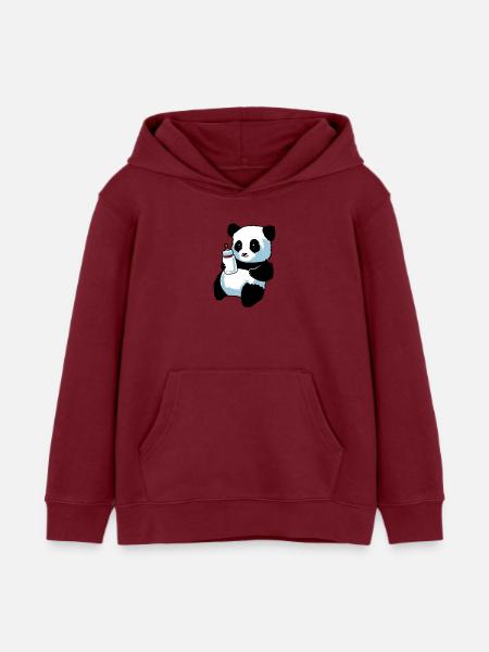 Panda Partnershirt - Baby - Kids Organic Hoodie by Stanley/Stella - burgundy