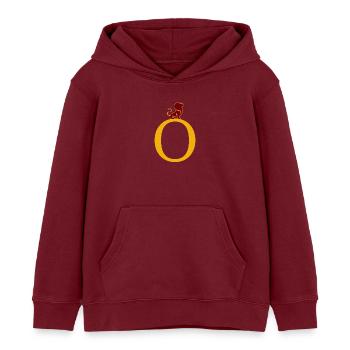 lettre O - Sweat à capuche enfant bio Stanley/Stella - bordeaux - Devant - AI Model Kid Female (0cm)