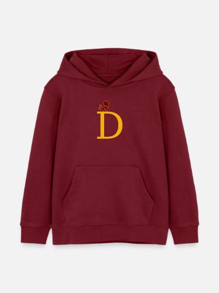 letter D - Kids Organic Hoodie by Stanley/Stella - burgundy