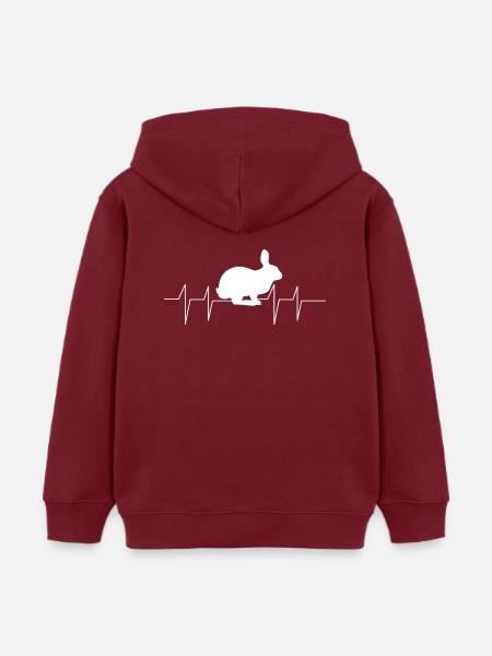 Hasen - Hase - Hasenbesitzer - Herzfrequenz - Kinder Organic Hoodie Mini Cruiser von Stanley/Stella - Burgunderrot