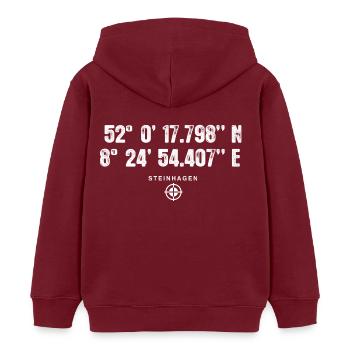 SteinhagenGeocacher Geschenk Standort GPS Stadt - Kinder Organic Hoodie Mini Cruiser von Stanley/Stella - Burgunderrot - Hinten - AI Model Kid Female (0cm)