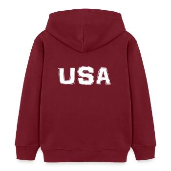 Etats-Unis - Sweat à capuche enfant bio Stanley/Stella - bordeaux - Dos - AI Model Kid Female (0cm)