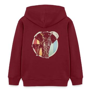 Bunter retro Elefant - Kinder Organic Hoodie Mini Cruiser von Stanley/Stella - Burgunderrot - Hinten - AI Model Kid Female (0cm)