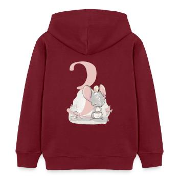 Birthday number 3 mouse - Kids Organic Hoodie by Stanley/Stella - burgundy - Back - AI Model Kid Female (0cm)