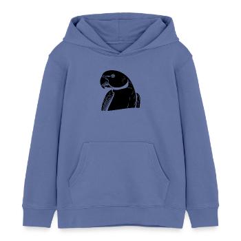 Collared Parakeet Portrait Vintage Parrot Drawing - Kids Organic Hoodie by Stanley/Stella - bright blue - Front - AI Model Kid Male (0cm)