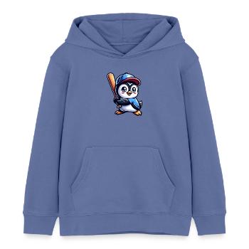 Bande dessinée mignonne pingouin joueur de baseball - Sweat à capuche enfant bio Stanley/Stella - bleu - Devant - AI Model Kid Male (0cm)