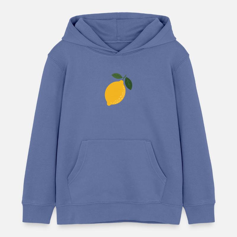 Illustration citron Citrus Sunshine - Sweat à capuche enfant bio Stanley/Stella - bleu