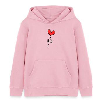 70 ANS. 70e ANNIVERSAIRE. ANNIVERSAIRE 70 ANS. ANN - Sweat à capuche enfant bio Stanley/Stella - rose pâle - Devant - AI Model Kid Female (0cm)