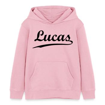 lucas - Sweat à capuche enfant bio Stanley/Stella - rose pâle - Devant - AI Model Kid Female (0cm)