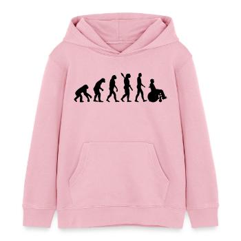 Évolution Chaise roulante - Sweat à capuche enfant bio Stanley/Stella - rose pâle - Devant - AI Model Kid Female (0cm)