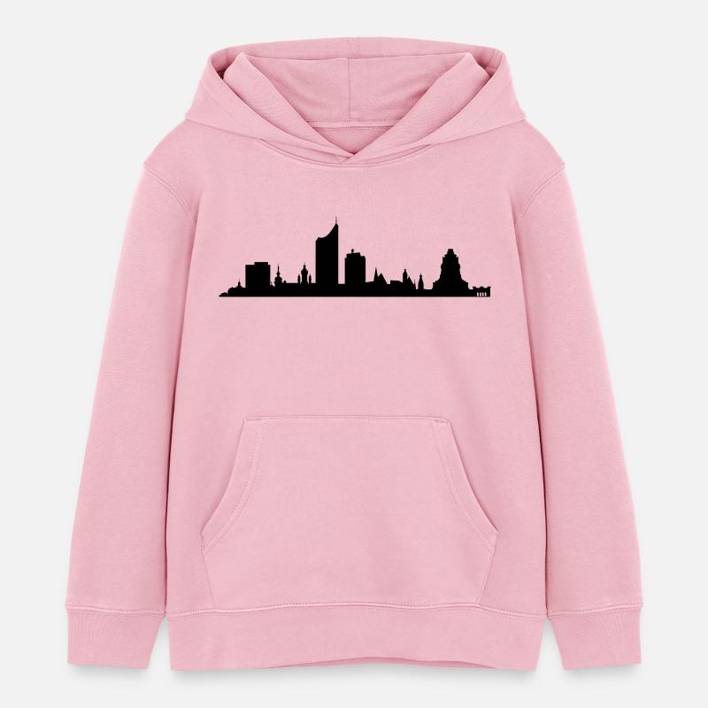 Skyline de Leipzig - Sweat à capuche enfant bio Stanley/Stella - rose pâle