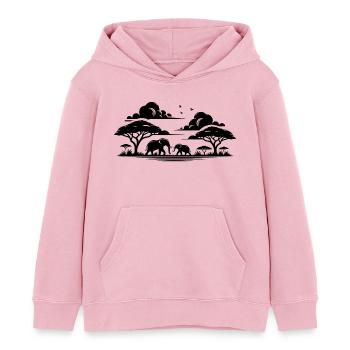 Elefanten in afrikanische Savannen Baum Silhouette - Kinder Organic Hoodie Mini Cruiser von Stanley/Stella - Hellrosa - Vorne - AI Model Kid Female (0cm)