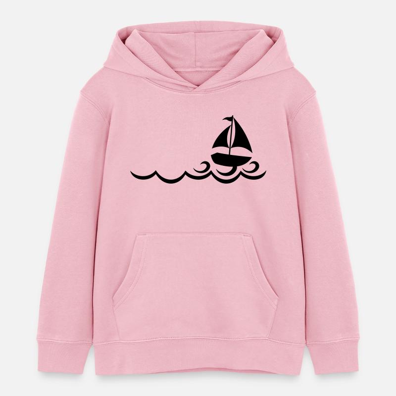 Voilier sur Vagues - Sweat à capuche enfant bio Stanley/Stella - rose pâle
