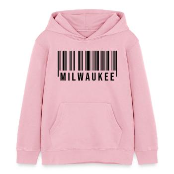 Milwaukee Barcode - Kids Organic Hoodie by Stanley/Stella - cotton pink - Front - AI Model Kid Female (0cm)