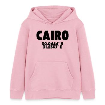 Le Caire - Design avec coordonnées - Sweat à capuche enfant bio Stanley/Stella - rose pâle - Devant - AI Model Kid Female (0cm)