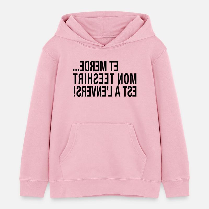 Mon Tee est à l'envers... - Sweat à capuche enfant bio Stanley/Stella - rose pâle