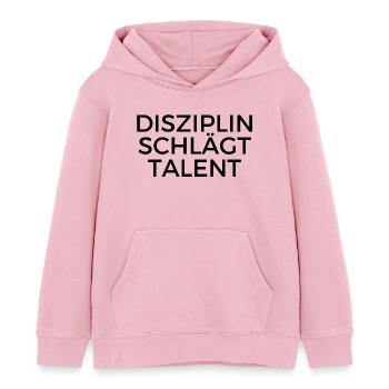 Shirt: Disziplin schlägt Talent - Kinder Organic Hoodie Mini Cruiser von Stanley/Stella - Hellrosa - Vorne - AI Model Kid Female (0cm)