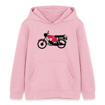 Fahrzeug - Simson S51 - Kinder Organic Hoodie Mini Cruiser von Stanley/Stella - Hellrosa - Vorne - AI Model Kid Female (0cm)