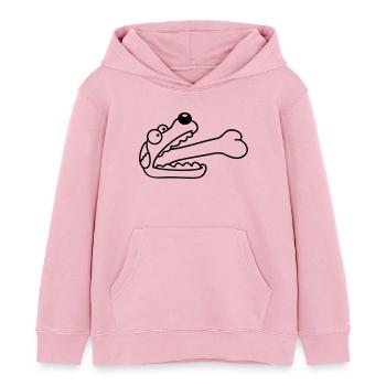 Dog Greedy Hungry Big Bone Swallowed - Kids Organic Hoodie by Stanley/Stella - cotton pink - Front - AI Model Kid Female (0cm)
