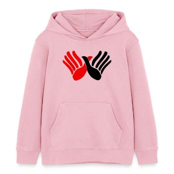 Albania Hands Red and Black - Sweat à capuche enfant bio Stanley/Stella - rose pâle - Devant - AI Model Kid Female (0cm)